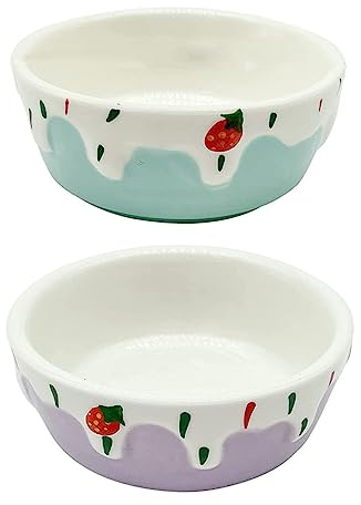 Kisangel 2pezzi Ciotole in Ceramica Per Piccoli Animali Domestici Ciotole Alimentari Resistenti e Facili Da Pulire Contenitori Per Cibo Cricoeti e Roditori Design Pratico Per Acqua e Cibo