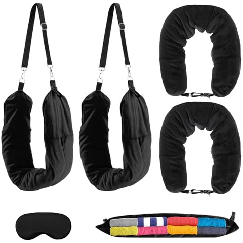 2 cojines cervicales de viaje, rellenables con ropa, viajes en forma de U, cojín cervical multifuncional con máscara de ojos, para tren, coche, oficina, camping, viajes, gadgets