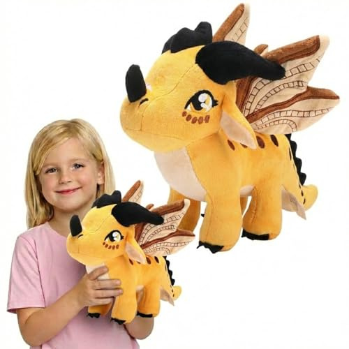 NTSPFU Wings of Fire Dragon Plush Toy - Fire Winged Dragon Plush Pillow - Rainwing Dragon Stuffed Animals - Cute Dragon Doll - Suitable Gifts for Children (Yellow)