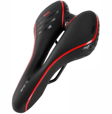 MTB Mountainbike-Sattel, Rennradsattel, bequemer, weicher Fahrradsattel, Heimtrainersattel for Damen und Herren (Großhandel)(Red)