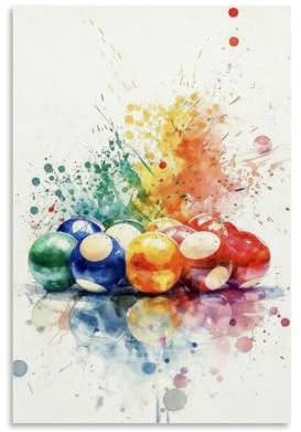 Leinwand-Wandkunst für Schlafzimmer, Büro, Wanddekoration, bunt, Snooker, Billard, Sport, Wanddekorationen für Wohnzimmer, Malerei, Bilder, Kunstwerke für moderne Poster, Drucke, Zuhause, 60 x 90 cm