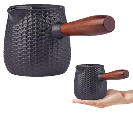 yakermur de hierro fundido | De 600 ml De capacidad Para Cocina Con Calentador De Tazas, Teteras De Hierro Fundido Con Mango De Madera - Para Cocina Hervir Camping Viaje Playa Adultos Y