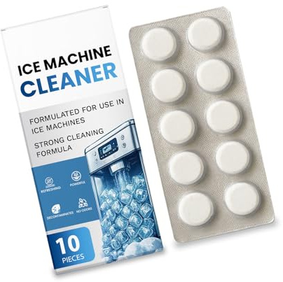 Lot de 10 pastilles détartrantes pour machines à glace, formules puissantes, élimine le calcaire et les odeurs et assure des tablettes de nettoyage propres et propres