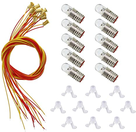 10Stk. Beleuchtungssockel komplett klein Leuchtmittel-Halterung led birne lampen warm weiß E5 E5.5 H0 12-14v