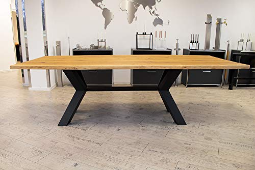 Kreuzgestell Stahl schwarz matt Raute Mittelsteg L1440 Tischgestell Küchentisch Esstisch Tischuntergestell X-Gestell