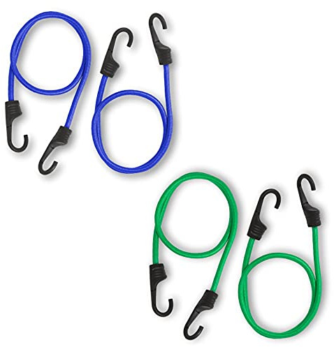 EKNA 4 Gummispanner mit Haken - blau 50kg - Gepäckspanner im Set | Gepäckspanner Set für Fahrrad Motorrad Anhänger Auto Wohnwagen extra stark