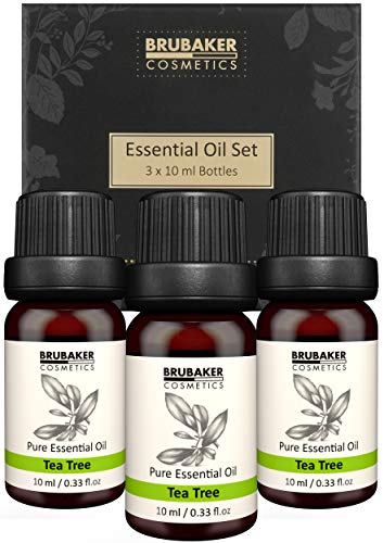 BRUBAKER Cosmetics 3er-Set Teebaum Öl - Insektenstiche, Juckreiz - Ätherische Öle Aromatherapie Geschenkset 3 x 10 ml Teebaumöl Vegan