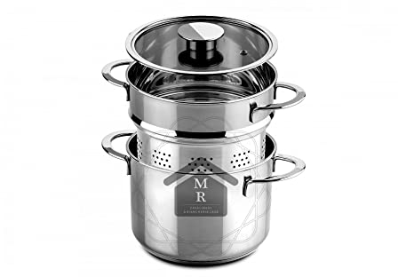 MRcasalinghi SPAGHETTIERA PASTAIOLA Acciaio Inox INDUZIONE 3 Pezzi MEPRA