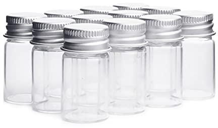 25PCS 7ml Bouteilles en Verre Clair Bouteille De Bonbons avec Aluminium Vis Top Vide Bocaux Échantillons Flacons pour Épices Herbes Petits Articles Stockage