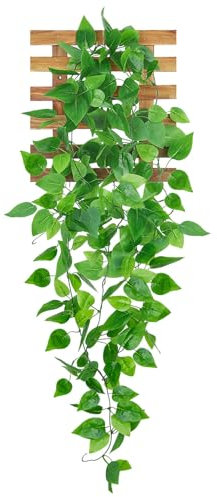 ZIFTY Plantas colgantes artificiales con maceta de pared para decoración de pared con vid falsa de hiedra para decoración de pared para el hogar, cocina, comedor, sala de estar