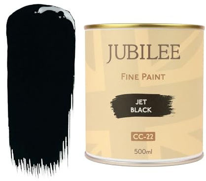 Guild Lane Jubilee Furniture Paint - Jet Black 500ml - Multi-Surface Paint for Wood, Metal, Glass & More - Durable, Water-Based, Soft Sheen Finish - No Primer or Wax Needed