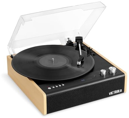 Victrola Eastwood Tourne-Disque Bluetooth avec Platine à Trois Vitesses et Cellule Audio-Technica remplaçable | Bambou | VTA-72-BAM-EU