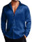COOFANDY Men's Silk Satin Dress Shirts Jacquard Long Sleeve Floral Button Up Shirts Party Prom Wedding Shirt Blue M