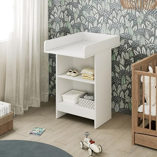 Vicco Cómoda Cambiador Mona, Blanco, 60 x 103.5 cm, Apto para el Cuidado Seguro del bebé y fácil Limpieza