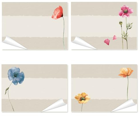 Logbuch-Verlag 100 Namensaufkleber 7,4 x 5,2 cm mit Blumen Geschenkaufkleber Verpackungen beschriften Set rechteckig