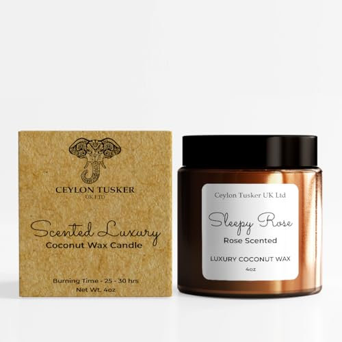 Highly Fragrant Coconut Wax Candle, Hand-Poured, Rose Fragrant & Long Lasting Amber Jar Candle, Highly Scented to Relieve Anxiety and Promote Relaxation, Perfect Candle Gift, Candles for Women & Men
