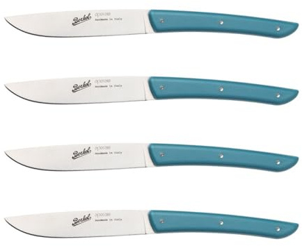 Berkel - Color Set 4 Coltelli Bistecca Lama Liscia 11 cm - Blu Petrolio