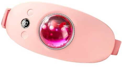 perfeclan Menstruations-Heizkissen, warmer Gürtel, Digitalanzeige, Hüftgurtgerät für Frauen, Heizkissen für die Periode für Reisen zu Hause, im Büro, Rosa