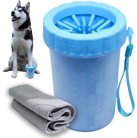 CLEANER Pulisci Zampe Cane Taglia Grande e Piccola Con Asciugamano - Lava Zampe 2 in 1 Spazzola per Bagnetto, Pedicure e Pulizia