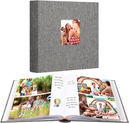 Album fotografico a 240 tasche 13x18 con spazio per scrivere, album fotografico 13x18 di grande capacità con 240 foto, foto di matrimonio anniversario della famiglia del bambino (Grigio)