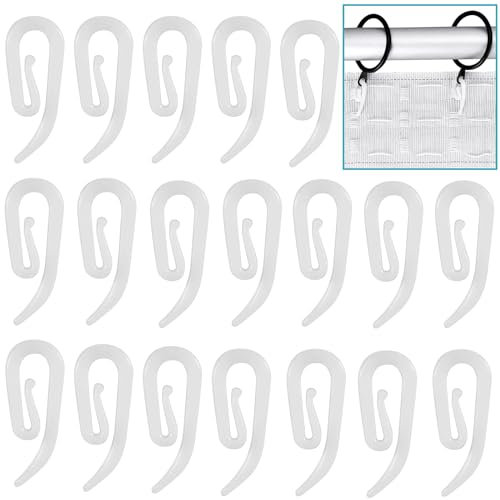 Gancetti Tende,Ganci per Tende,100 pcs Ganci Tende Rinforzato A Forma Di G,Ganci per Tenda in Plastica,per Tenda per Porta, Tenda per Finestra e Tenda per Doccia (Bianco)