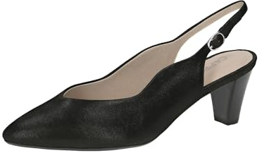 CAPRICE Damen Slingpumps aus Leder Spitz, Schwarz (Black Metallic), 38 EU