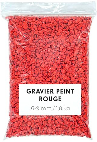Landare Gravier Coloré Rouge 1,8Kg - Pierres de Couleur - Gravier - Gravier Decoratif - Gravier pour Vases et Pots (6-9 mm) (Rouge)
