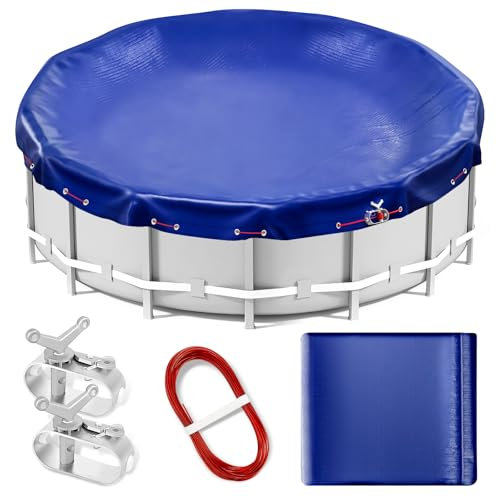 15FT Round Pool Cover for Above Ground Pools, Ultra Thick and Durable Above-Ground Pool Cover, Premium Cold and UV Resistant 15 FT Winter Pool Cover