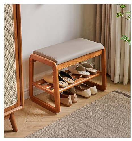 lirrebol Schlafzimmerbank, Vintage-Bettbank, gepolsterte Ottomane aus Kunstleder mit Holzbeinen, Schuhregal, Esszimmerbank, Klavierhocker für das Wohnzimmer