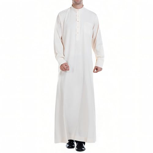 Musuly Herren Kaftan – Traditionelle Thobe Abaya Djellaba (Beige, L)