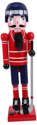 DRESSOOS Ornement Bois Casse-Noisette Thème Hockey sur Glace Figurine De Décoration De Noël Artisanat Élégant pour Fête Et Décorations De Noël