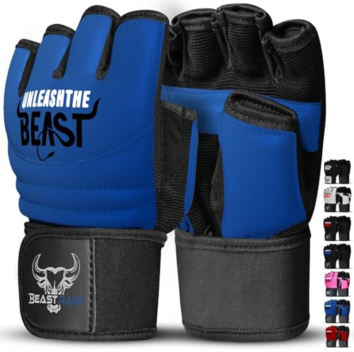 BEAST RAGE Taekwondo karatehandskar för män och kvinnor, MMA kickboxning träningshandskar sparring kampsport handskar - träning ljus träning, Muay Thai, Karav MAGA (blå, 2XL)