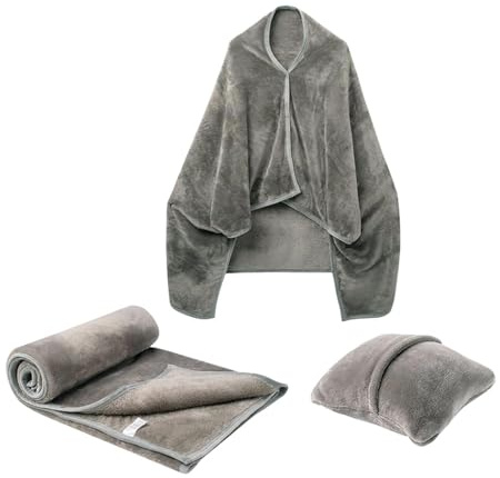 Nuyhgtr Manta y almohada de viaje, manta de almohada de avión, manta de viaje ligera, manta de viaje de franela, combo de almohada de viaje, chal de viaje suave, manta de avión para viajes