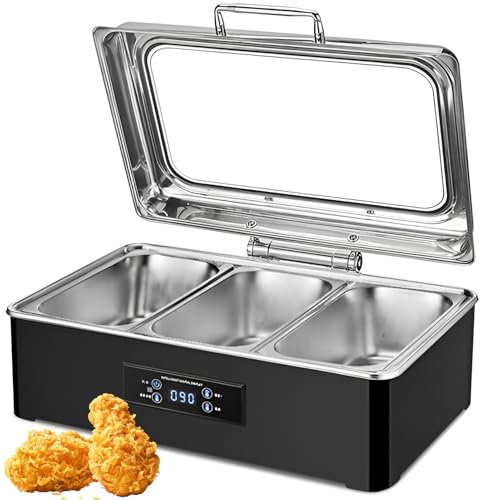QUTBAG Réchaud électrique 500 W, 35~90 °C réglable en Acier Inoxydable, Chauffe-Aliments, poêle de Cuisine Commerciale, pour Restaurant, Restauration, fêtes, banquets 13.5L Three Grid