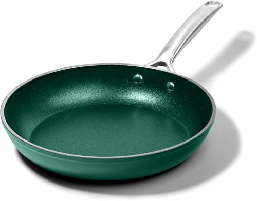 Granitestone 10 Inch Nonstick Frying Pan Skillet, Granite Coated Non Toxic Cooking Pan for Eggs & Omelettes, PFOA Free, Withstands Metal Utensils, Oven Safe to 500°F, Dishwasher Safe, Emerald Green