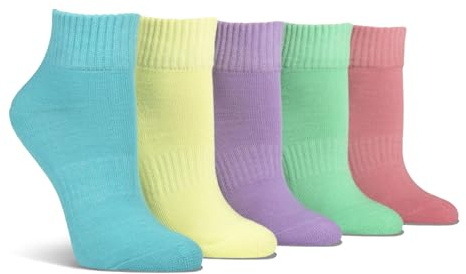 Spairs Women's Socks, Plain Designs, Soft, Breathable, Cushioned, Ankle Length, Leisure Socks, Sports, Value Multipack of 5, Size 4-8