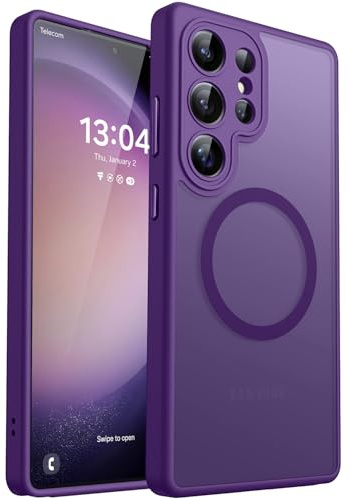 CANSHN für Samsung Galaxy S23 Ultra Hülle mit Kameraschutz, Dunkelviolett