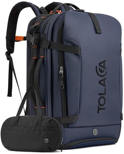 Tolaccea Travel Laptop Backpack, TSA Friendly Flight Approved Carry-on Business Rucksack Work Backpack with Extra Toiletry Bag, Dual Storage for 17.3 Laptop and 12.9 Tablet, 40-45L Expandable