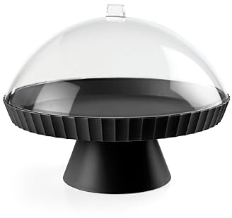 Blim Plus - Agora Carbon Black Cake Display Stand Diameter 30 cm with Cover and Scoop - Sweet Cheese Cake Holder - Made in Italy