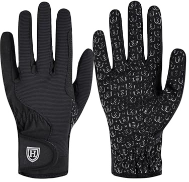 Harrison Howard Women’s Horse Riding Gloves All-Season Lightweight Non-Slip for Gardening, Running Equestrian Riding Gloves Black L