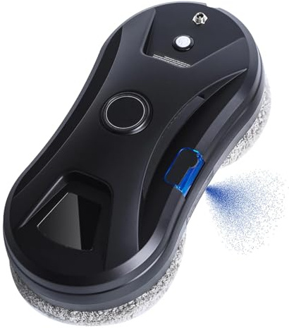 Générique Robot Nettoyeur de Vitres Automatique avec Pulvérisateur, Robot Laveur de vitres, 5600 Pa, avec Télécommande, Navigation Intelligente, Détection des Bords, 10 Lingettes Lavables (Noir)