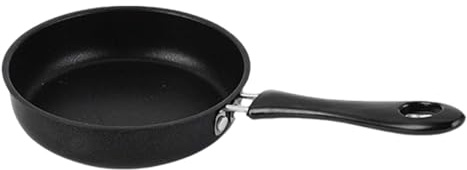 12cm Mini Frying Pan, Small Non-Stick Fried Egg Pan for Omelette Omelet Single Servings Black Skillet Portable Camping Cooking Pan with Heat-Resistant Handle for Gas Stove Induction Hob
