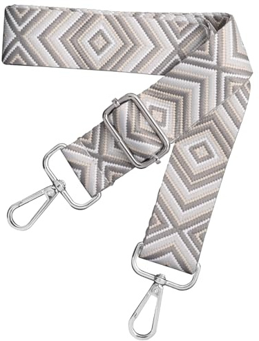 Schultergurt für Tasche Verstellbarer Taschengurte zum Wechseln, Taschengurt Breit 3.8cm mit Silber Karabiner für Damen Crossbody Handtasche, Grau