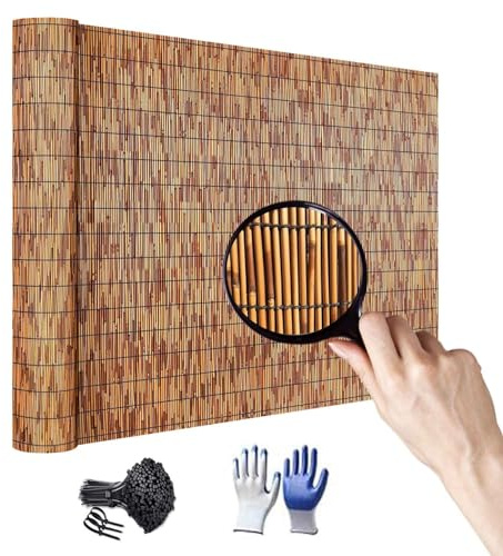 Natürlicher Bambus-Sichtschutz für Balkon, Garten, dekorativer Zaun, wetterfest, Schilfrohrmatte, 100160 cm, Höhenoptionen, vielseitige Trennwand für den Außenbereich (140 cm x 1000 cm)