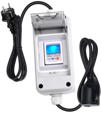 Compteur électrique numérique mobile 230 V pour prise de courant, avec réinitialisation, boîtier étanche IP65, câble de tuyau en caoutchouc, portable pour camping-cars, véhicules électriques, compteur