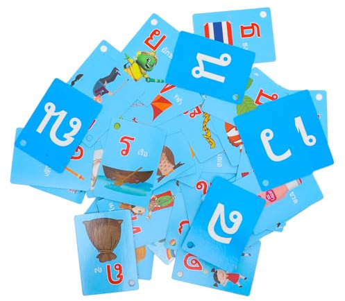 HONMEET 90Pcs Thai Language Alphabet Cards for Portable Flash Cards with Sandpaper Letters Early Learning Educational Vocabulary Flashcard for Preschool and Homeschool