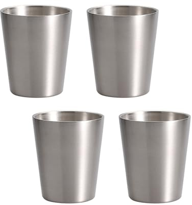MALSSE 4 tazas de cerveza de acero inoxidable con aislamiento de doble pared, vasos pequeños para fiestas y picnics, uso al aire libre
