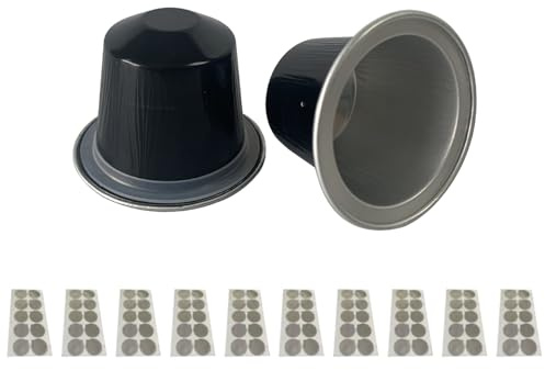 Lot de 100 dosettes de café vides en aluminium avec couvercles, jetables, rechargeables en feuille d'aluminium, réutilisables, portion unique