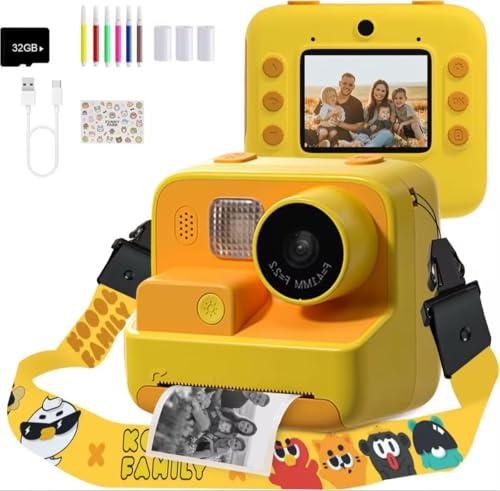 Appareil Photo Instantané pour Enfants – Caméra Ludique avec Impression Thermique, Écran Couleur 2.4”, Carte Mémoire 32Go + Papier Inclus | Cadeau Créatif Idéal pour Fille ou Garçon | Dès 3 à 12 Ans