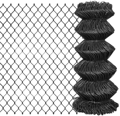 Maschendrahtzaun 15x0,8m, PVC-beschichteter Stahl, Grau, 60x60mm Maschenweite, witterungsbeständig, für Garten, Hof und Freilaufgehege